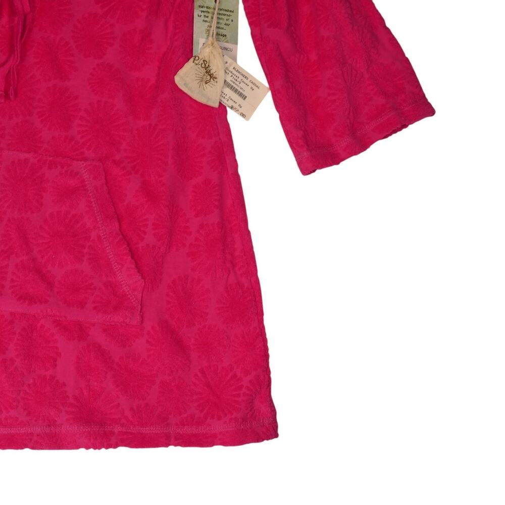 PJ Salvage Beach Cover Up Womens Small Hot Pink Terry Hooded Sunburst Mini - Picture 5 of 15